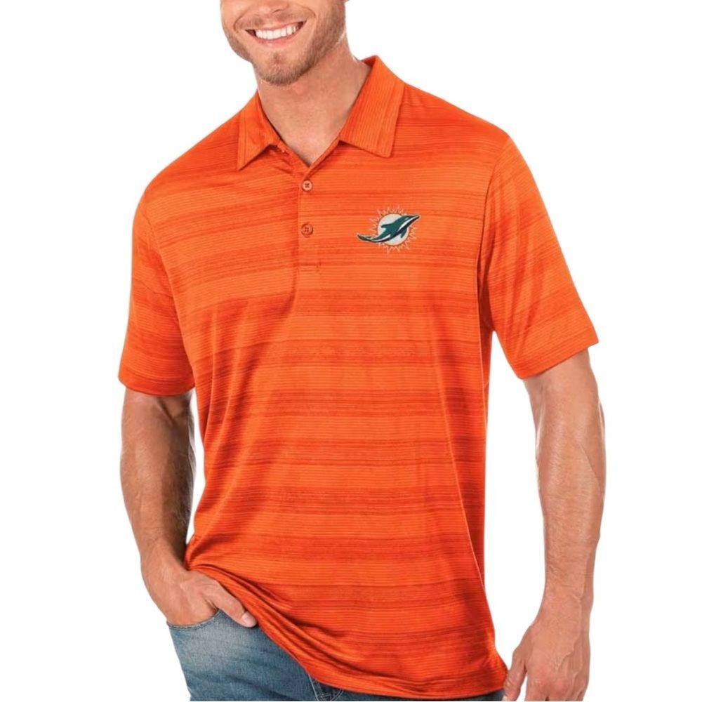 Miami Dolphins Cutter & Buck Stripe Stretch Recycled Men's Large Polo Orange NFL